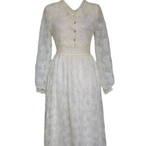 Cream/white sequin Lace Dress Midi Christmas/New Year's Party Dress